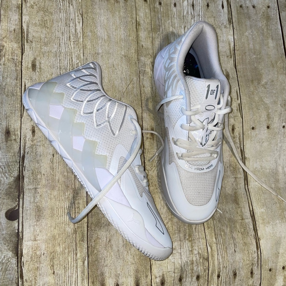 PUMA MB.01 MeLo 'Team Colors - Triple White' basketball sneakers 376941-04